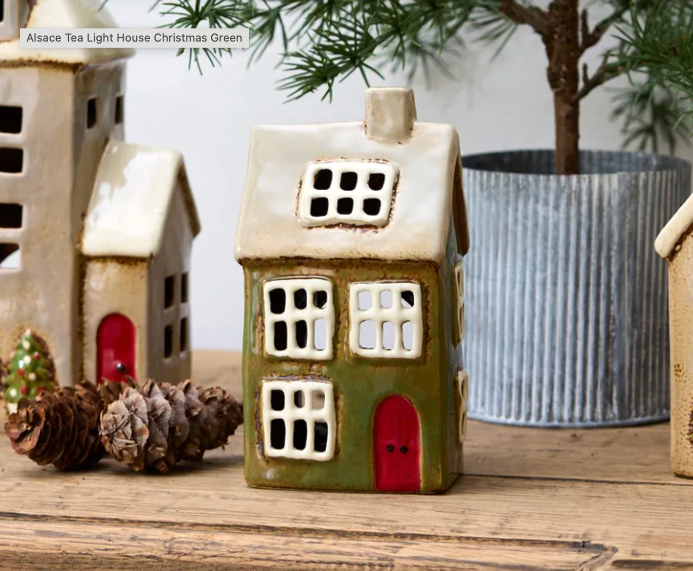 Alsace Tea Light House Christmas Green YA0068