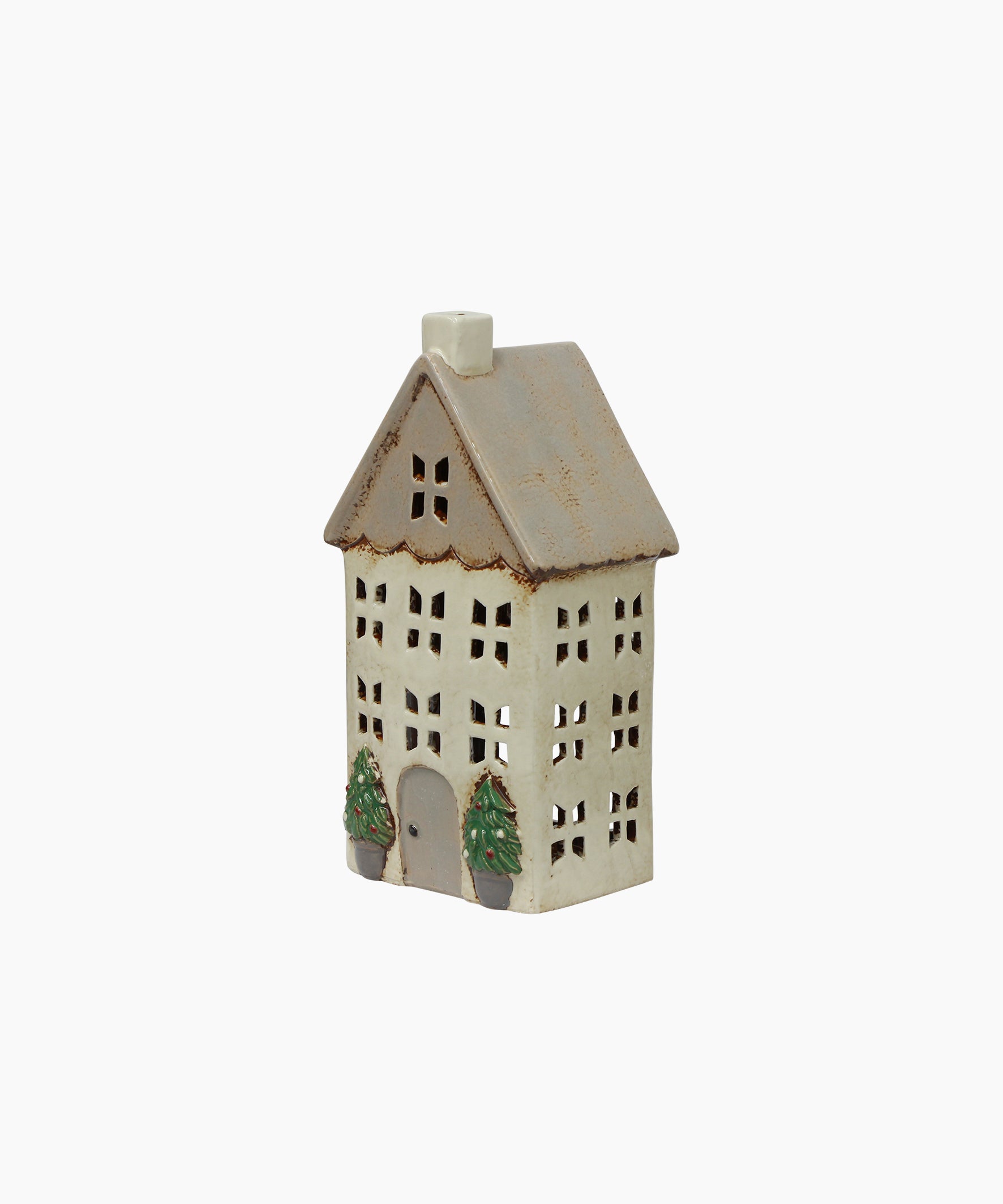 Christmas Tea Light House Stone with Pots Medium YA0083